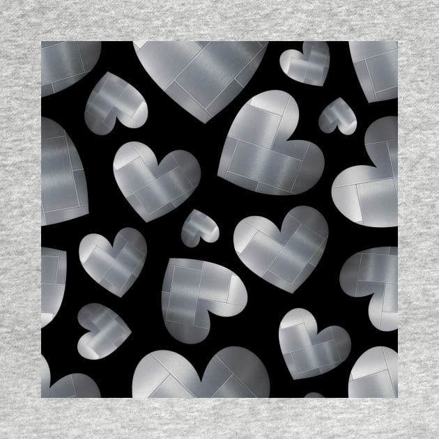 An abundance of silver hearts on black by YamyMorrell